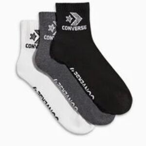 Converse 3 Pack Logo Half Cushion Quarter Socks